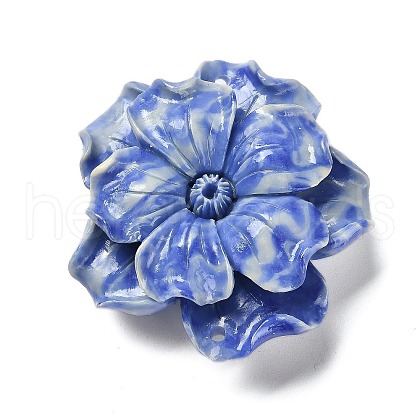 Synthetic Shell Dyed Carved Flower Connector Charms SHEL-D081-01B-1