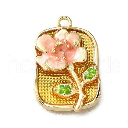 Flower Alloy Enamel Pendants ENAM-K076-07B-G-1