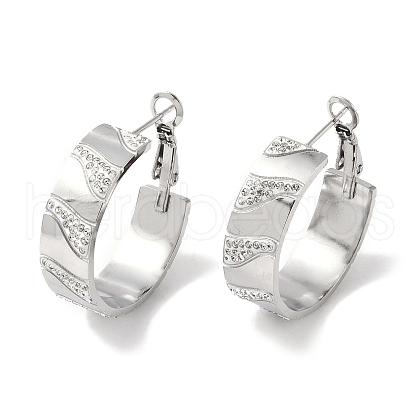 304 Stainless Steel Rhinestone Half Hoop Earrings for Women EJEW-L283-052P-1