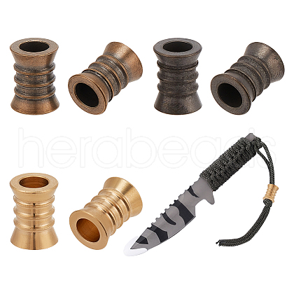  6Pcs 3 Colors Outdoor EDC Tool Brass Parachute Rope European Beads KK-NB0003-72B-1