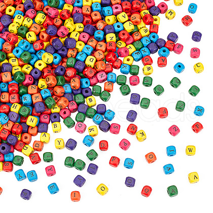 Dyed Wood Cube Beads WOOD-WH0025-82-1