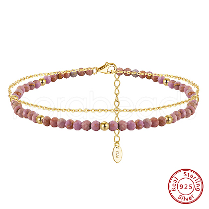 925 Sterling Silver Anklets AJEW-Z029-26G-1