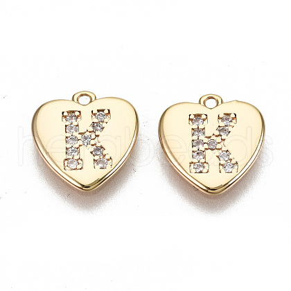 Brass Micro Pave Clear Cubic Zirconia Charms KK-N231-234K-NF-1