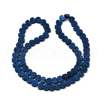Electroplated Natural Lava Rock Beads Strands G-K388-04A-06-1