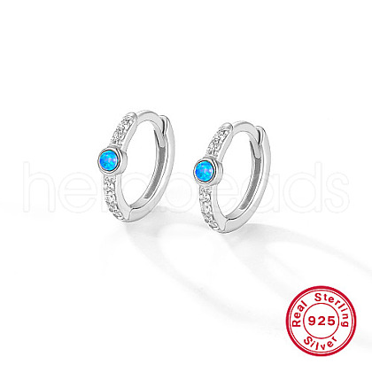 Anti-Tarnish Rhodium Plated 925 Sterling Silver Micro Pave Cubic Zirconia Hoop Earrings for Women HC3863-2-1