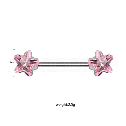 316L Stainless Steel Rose Rhinestone Flower Nipple Rings WGF1FC0-03-1