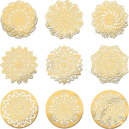 Olycraft 9Pcs 9 Style Custom Carbon Steel Cabochons DIY-OC0008-53-1