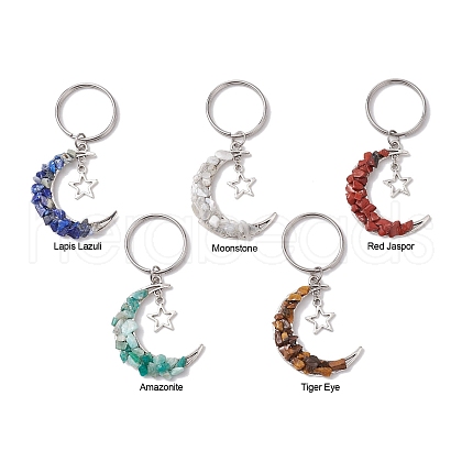 Amazonite & Tiger Eye & Lapis Lazuli & Red Jasper & Black Rutilated Quartz Keychian KEYC-JKC00916-1