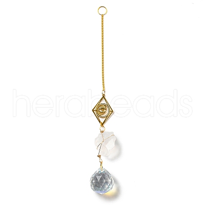Wire Wrapped Nuggets Natural Quartz Crystal Pendant Decorations HJEW-C008-01A-G-1