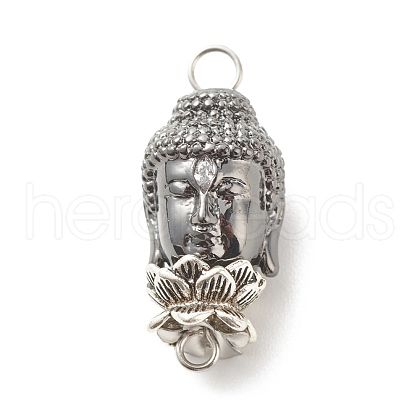 Brass Buddha Head Links Connectors PALLOY-JF01033-1