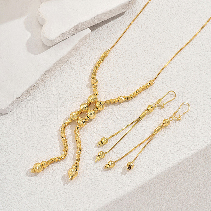 Fashionable Brass Round Women's Earrings & Necklace Sets for Party Date KF4086-1