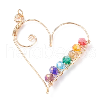 Wire Wrapped Glass Pendants PALLOY-JF01321-02-1