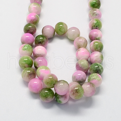 Natural Dyed White Jade Gemstone Bead Strands G-R271-6mm-XP25-1