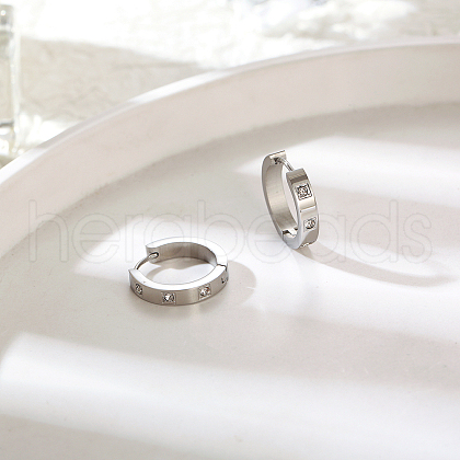 Stainless Steel Hoop Earrings with Cubic Zirconia for Women AP6099-2-1