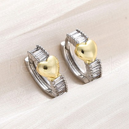 Brass Micro Pave Clear Cubic Zirconia Hoop Earrings EJEW-H158-20A-GP-1