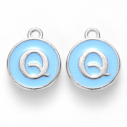 Platinum Plated Alloy Enamel Charms X-ENAM-S118-04Q-P-1