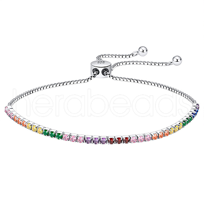 Anti-Tarnish Colorful Cubic Zirconia Tennis Bracelet BJEW-I314-004P-1