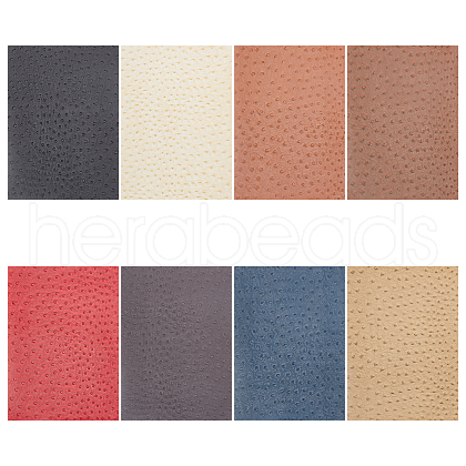 BENECREAT 8 Sheets 8 Colors Ostrich PVC Imitation Leather Fabric DIY-BC0012-08-1