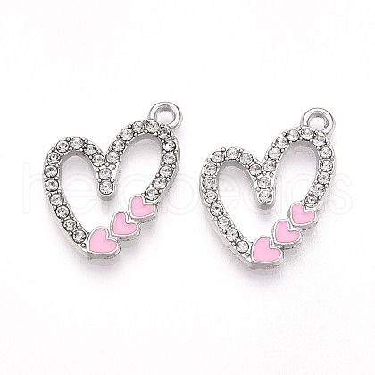 Alloy Clear Rhinestone Enamel Pendants PALLOY-T092-01-1