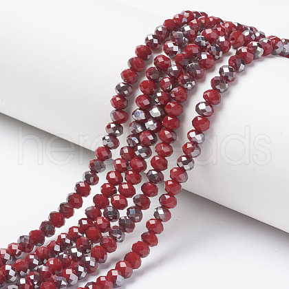 Electroplate Opaque Glass Beads Strands EGLA-A034-P4mm-E05-1