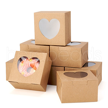 Square Paper Biscuit Boxes with Heart Clear Window CON-TAC0001-12C-02-1