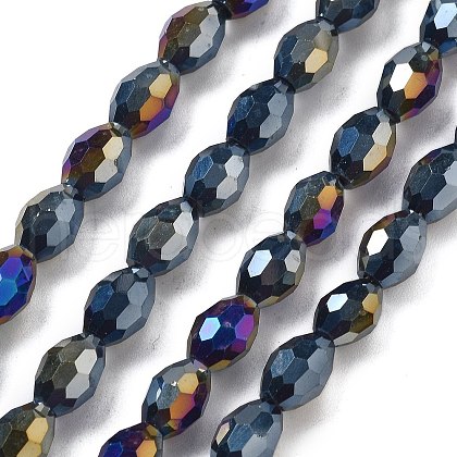 Electroplate Glass Beads Strands EGLA-A037-P6x8mm-B04-1