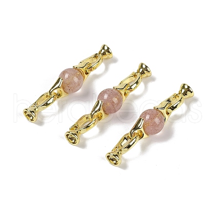 Natural Strawberry Quartz with Brass Fold Over Clasps G-G141-03G-17-1