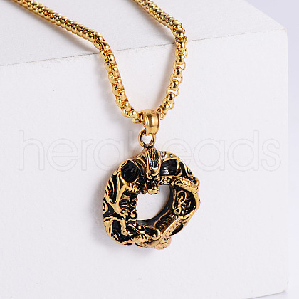 Retro Rock Punk Dragon Stainless Steel Pendant Necklaces EG9354-2-1