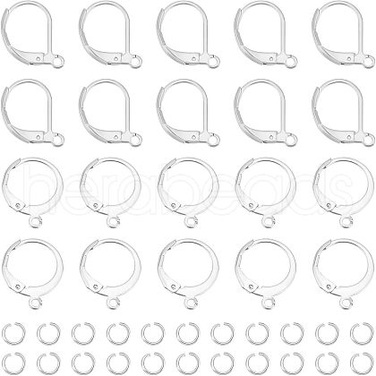 Unicraftale 120Pcs 2 Style 304 Stainless Steel Leverback Earring Findings STAS-UN0038-45-1