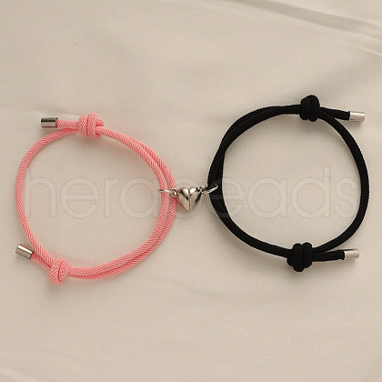 Alloy Heart-shaped Magnetic Braided Rope Bracelets for Couple Girlfriends WG59636-10-1