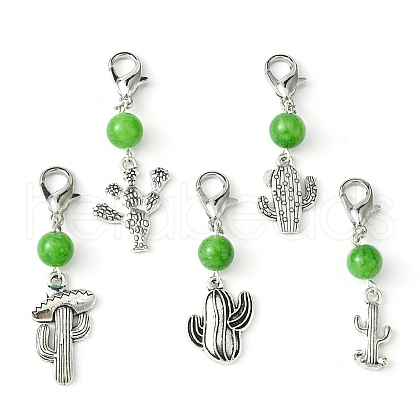 Alloy Cactus Pendant Decoration HJEW-JM01552-01-1