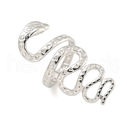 Non-Tarnish 304 Stainless Steel Snake Wrap Open Cuff Ring for Women RJEW-A043-29P-1