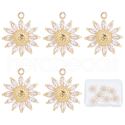 Beebeecraft 8Pcs Brass Micro Pave Cubic Zirconia Pendants KK-BBC0002-99-1