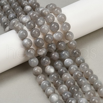 Natural Grey Moonstone Beads Strands G-G206-A01-10mm-1