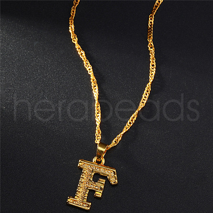 Brass Initial Pendant Necklaces FS-WG68BA5-06-1