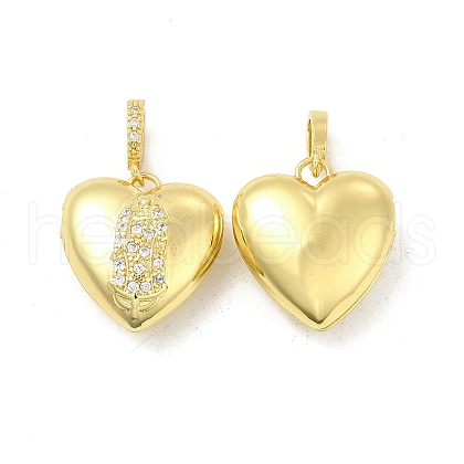 Brass Micro Pave Clear Cubic Zirconia Locket Pendants KK-H441-47LG-1