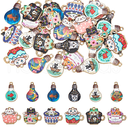 HOBBIESAY 48Pcs 12 Style  Alloy Enamel Pendants ENAM-HY0001-14-1