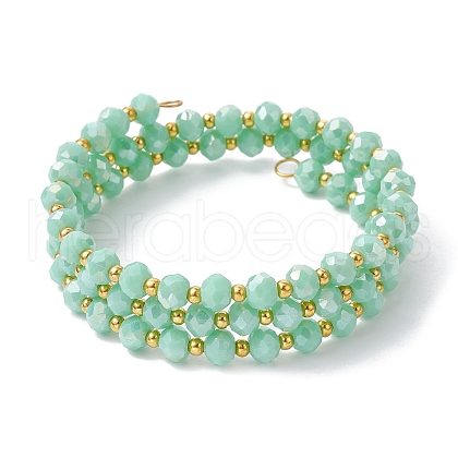 Glass Rondelle Beaded Wrap Style Bracelet BJEW-JB09965-04-1
