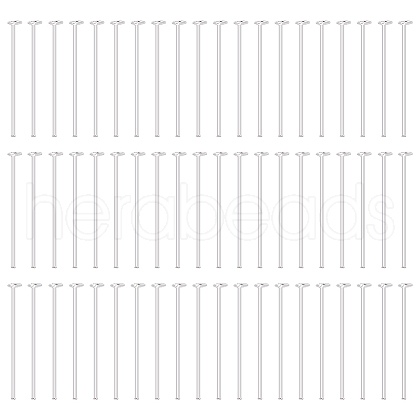 BENECREAT 60Pcs 925 Sterling Silver Flat Head Pins STER-BC0002-17B-1