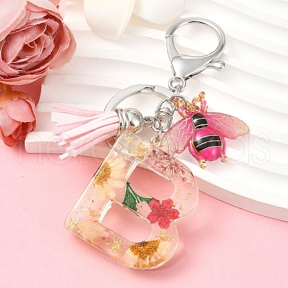 Resin & Acrylic & Faux Suede Tassel Keychain KEYC-YW00125-02-1