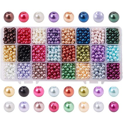 Eco-Friendly Dyed Glass Pearl Round Beads HY-PH0011-01-6mm-1
