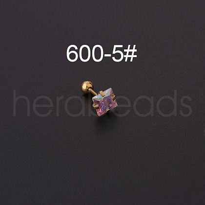316L Surgical Stainless Steel Clear AB Cubic Zirconia Cartilage Earrings WG3C59B-15-1