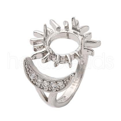 Brass Micro Pave Cubic Zirconia Open Cuff Ring Components KK-U074-09P-1