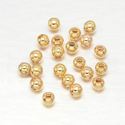 Real 18K Gold Plated Brass Round Spacer Beads X-KK-L147-197-2mm-NR-1