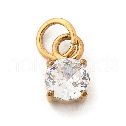 304 Stainless Steel Micro Pave Cubic Zirconia Pendants STAS-R167-01B-G-1