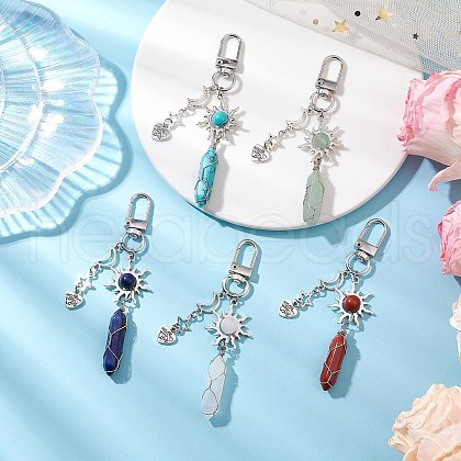 Natural & Synthetic Mixed Gemstone Pendant Decorations HJEW-JM03020-1