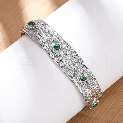 304 Stainless Steel Rhinestone Cuff Bangles for Women BJEW-R026-01P-1