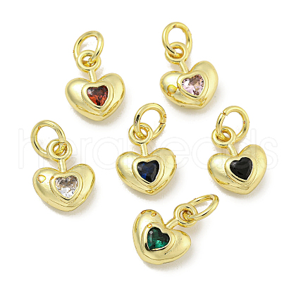 Rack Plating Brass Micro Pave Cubic Zirconia Charms KK-E114-01G-1