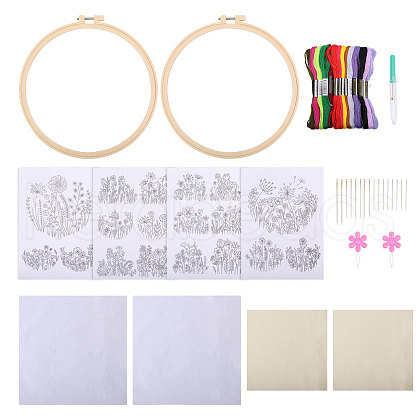Globleland DIY Flower Embroidery Kits DIY-GL0004-115-1