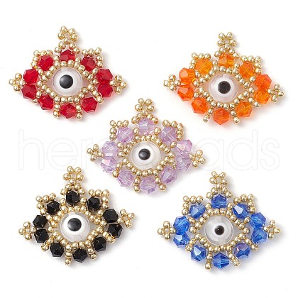 Seed Beads Beaded Charms PALLOY-MZ00344-1